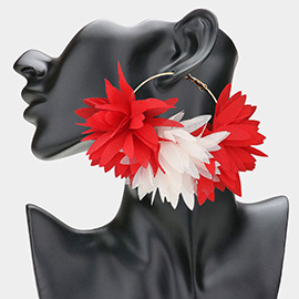 Oversized Fabric Floral Petal Statement Hoop Earrings