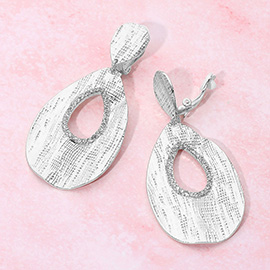 Textured Metal Teardrop Clip On Statement Earrings