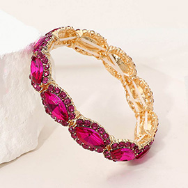 Faceted Marquise Cut Stone Beaded Stretch Evening Bracelet