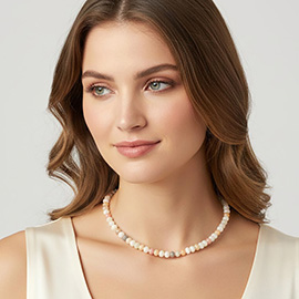 Faceted Pebble Beaded Necklace