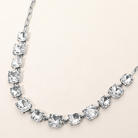 Cushion Square Stone Link Evening Necklace