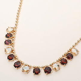 Cushion Teardrop Round Stone Link Evening Necklace