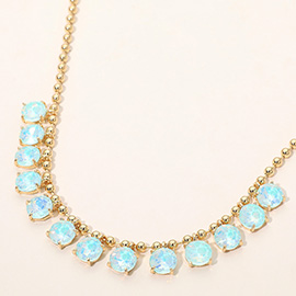 Cushion Teardrop Round Stone Link Evening Necklace