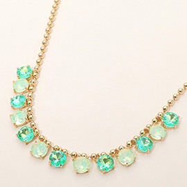 Cushion Teardrop Round Stone Link Evening Necklace
