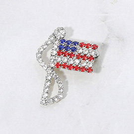 Rhinestone American USA Flag Pin Brooch