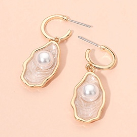 Sculptural Organic Pearl Shell Drop Dangle Earrings