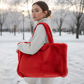 Oversized Faux Fur Soft-Touch Tote Bag