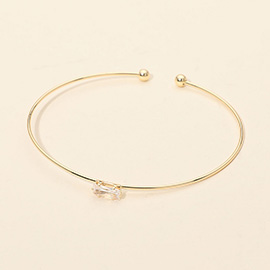 SECRET BOX_Baguette Cut Stone Accent Cuff Bracelet