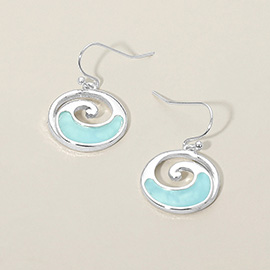 Sea Glass Ocean Wave Swirl Charm Drop Dangle Earrings