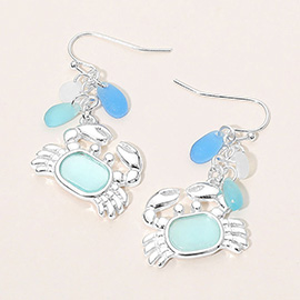 Sea Glass Crab Drop Dangle Earrings