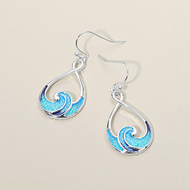 Ocean Wave Teardrop Drop Earrings
