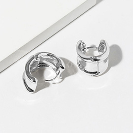 White Gold Dipped Curved Huggie Hoop Earrings