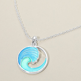 Ocean Wave Charm Pendant Necklace
