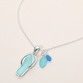 Sea Glass Flip Flop Charm Pendant Necklace
