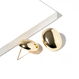 Gold Dipped Smooth Oval Stud Earrings