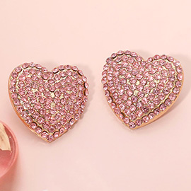 Bold Rhinestone Paved Heart Earrings