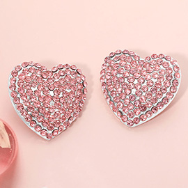 Bold Rhinestone Paved Heart Earrings