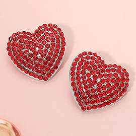 Bold Rhinestone Paved Heart Earrings