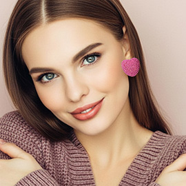 Rhinestone Paved Heart Earrings