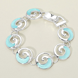 Sea Glass Ocean Wave Swirl Link Magnetic Bracelet