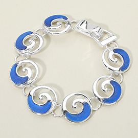 Sea Glass Ocean Wave Swirl Link Magnetic Bracelet