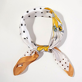 Dotted Daisy Print Square Bandana Scarf