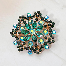 Floral Rhinestone Cluster Pin Brooch