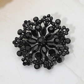 Floral Rhinestone Cluster Pin Brooch