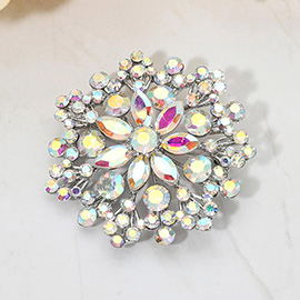 Floral Rhinestone Cluster Pin Brooch