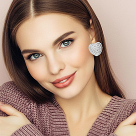 Rhinestone Paved Heart Earrings