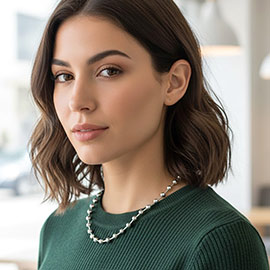 Metal Beaded Ball Chain Necklace