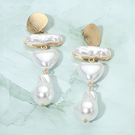 Abstract Pearl Link Drop Statement Earrings