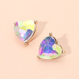 Faceted Heart Stone Stud Earrings