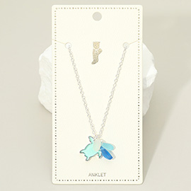 Sea Glass Sea Turtle Charm Anklet