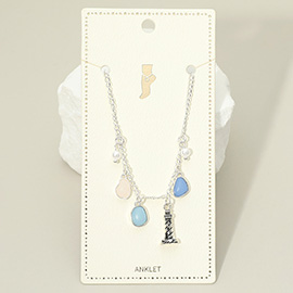 Lighthouse Sea Glass Pearl Charm Station Anklet