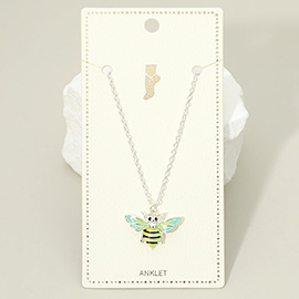 Enamel Honey Bee Charm Anklet