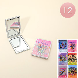 12PCS - Floating Glitter Kpop Demon Hunters HUNTRIX Character Printed Cosmetic Mirrors