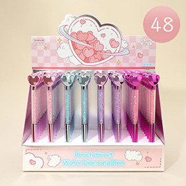 48PCS - Peach Heart Water Diamond Ball Pens