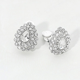Teardrop Cluster Evening Clip On Earrings