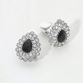 Teardrop Cluster Evening Clip On Earrings
