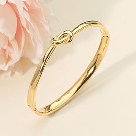 Stainless Steel Knot Hinged Bangle Bracelet