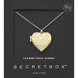 SECRET BOX_14K Gold Dipped Heart Locket Pendant Necklace