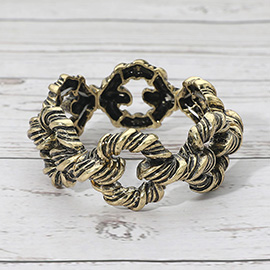 Boho Twisted Metal Ring Link Stretch Bracelet