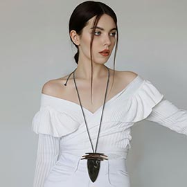 Layered Resin Cone Pendant Adjustable Long Necklace