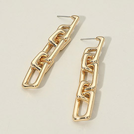 Chunky Metal Square Chain Link Drop Earrings