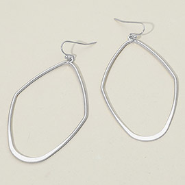 Bold Metal Organic Open Oval Dangle Earrings