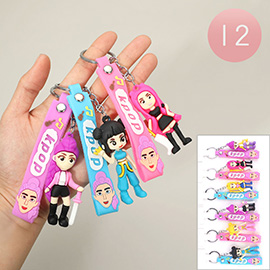 12PCS - Kpop Demon Hunters Cartoon Character Strap Keychains