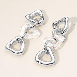 Chunky Abstract Link Drop Statement Earrings