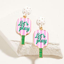 Lets Play Pickleball Paddle Dangle Earrings