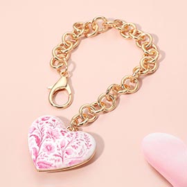 Chunky Floral Heart Charm Keychain Bag Charm